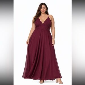Lulu's burgundy Lace Maxi Dress